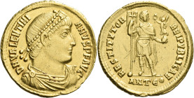 Valentinian I, 364 – 375. 

Solidus, Antiochia 364-367, AV 22 mm, 4.45 g. D N VALENTINI – ANVS P F AVG Pearl-diademed, draped and cuirassed bust r. ...