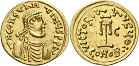 Constans II, September 641 – 15 July 678, with colleagues from 654. 

Tremissis, Syracuse circa 655, AV 14 mm, 1.46 g. d N CONTAN – TINЧS P P A/ Pea...
