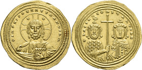 Basil II Bulgaroctonos, 976 – 1025, with Constantine VIII, co-emperor throughout the reign. 

Histamenon 1005-1025, AV 25 mm, 4.43 g. + I?S XIS RЄX ...