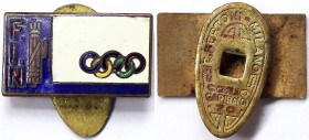 Italy, Kingdom of Italy, Vittorio Emanuele III (1900-1946), Badge, n.d., Olympic Team, FIN Italian Swimming Federation. 21x12 mm. Ae.