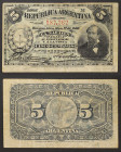 Argentina, Republic (1816-date), 5 Centavos, 01/05/1892, Circulated, Slight, Central crease, Pick 213, VF
