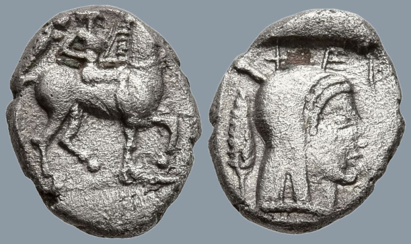 THRACE. Chersonesos. (Circa 480-440 BC)
AR Diobol (9.8mm 0.88g)
Obv: Rider on ...