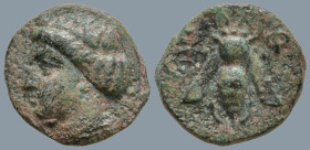 IONIA. Ephesos. (Circa 375-325 BC)
AE Bronze (11.1mm 1.08g)
Obv: Female head left, wearing mural-crown.
Rev: E - Φ. Bee.
SNG von Aulock 1839; SNG ...