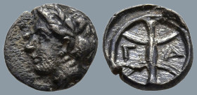 TROAS. Gargara. (Circa 440-400 BC)
AR Hemiobol (6.9mm 0.34g)
Obv: Female head left.
Rev: Γ - Α. Incuse pattern divided into six compartments.
Asia...