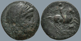MYSIA. Kisthene. (Circa 400-300 BC)
AE Bronze (17.2mm 3.87g)
Obv: Veiled head of Demeter right, wearing grain wreath.
Rev: KIΣΣO. Warrior riding ho...