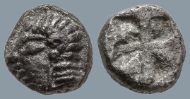 IONIA. Kolophon. (Late 6th century BC).
1/24 Stater or Hemiobol (6.1mm 0.38g)
Obv: Archaic head of Apollo left.
Rev: Incuse square punch.
SNG Kayh...