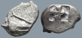 MYSIA. Kyzikos. (550-500 BC)
AR Trihemiobol (8.1mm 1.09g)
Obv: Head of tunny fish right; above, tunny fish right
Rev: Irregular incuse punch.
Rose...