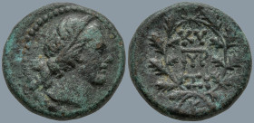 MYSIA. Kyzikos (Circa 2nd-1st centuries BC)
AE Bronze (18.6mm 5.62g)
Obv: Head of Kore Soteira to right, wearing oak wreath.
Rev: KY / ZI. above an...