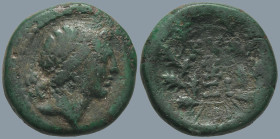 MYSIA. Kyzikos. (2nd-1st centuries BC).
AE Bronze (18.3mm 4.91g)
Obv: Laureate head of Kore-Soteira to right
Rev: Monogram between KY-ΣI above and ...