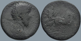 MYSIA. Kyzikos. Lucius Verus, Augustus (161-169 AD)
AE Bronze (32.6mm 20.13g)
Obv: Bare-headed bust of Lucius Verus wearing cuirass and paludamentum...