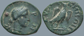 MYSIA. Kyzikos. Pseudo-autonomous. Time of Severus Alexander (222-235 AD)
AE Bronze (17.6mm 3.17g)
Obv: ΚΟΡΗ. Diademed and draped bust of Kore with ...