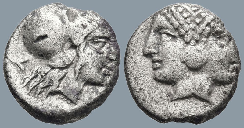 MYSIA. Lampsakos. (4th-3rd centuries BC).
AR Diobol (10.8mm 1.15g)
Obv: Janifo...