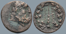MYSIA. Miletopolis. (3th-1st centuries BC)
AE Bronze (14.4mm 1.59g)
Obv: Bearded head of Herakles right.
Rev: MIΛΗΤΟΠOΛ club within wreath
Apparen...