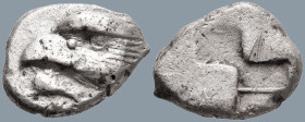 PAPHLAGONIA. Sinope. (Circa 425-410)
AR Drachm (15.1mm 6.04g)
Obv: Head of sea eagle left; below, dolphin.
Rev: Quadripartite incuse square with tw...
