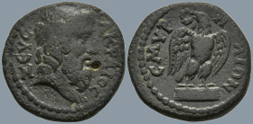 IONIA. Smyrna. Pseudo-autonomous. Time of Marcus Aurelius (161-180 AD)
AE Bronze (20mm 5.24g)
Obv: ZEVC AKPAIOC. Head of Zeus right.
Rev: CMYPNAIΩN...