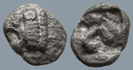 THRACO-MACEDONIAN REGION. Uncertain. (5th century BC).
AR Hemiobol (6.5mm 0.28g).
Obv: Head of a roaring lion to left.
Rev: Quadripartite incuse sq...