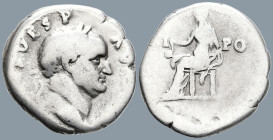 Vespasian (69-79 AD). Rome
AR Denarius (17.9mm 3.13g)
Obv: IMP CAES VESP AVG P M. Laureate head of Vespasian, right.
Rev: TRI – POT. Vesta draped; ...