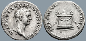 Domitian (81-96 AD). Rome
AR Denarius (18.1mm 3.05g)
Obv: IMP CAES DOMITIANVS AVG P M. Laureate head right.
Rev: TR P COS VII DES VIII P P. Lighted...