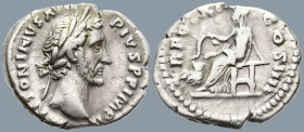 Antoninus Pius (138-161 AD). Rome
AR Denarius (17.3mm 2.96g)
OBv: ANTONINVS AVG PIVS P P IMP II. Laureate head to right
Rev: TR POT XIX COS IIII. S...