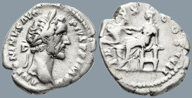Antoninus Pius (138-161 AD). Rome
AR Denarius (18.3mm 3.17g)
OBv: ANTONINVS AVG PIVS P P IMP II. Laureate head to right
Rev: TR POT XX COS IIII. Sa...