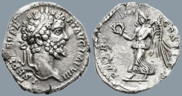 Septimius Severus (193-211 AD). Rome
AR Denarius (18.8mm 3.05g)
Obv: L SEPT SEV PERT AVG IMP VIII. Laureate head of Septimius Severus to right.
Rev...