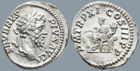 Septimius Severus (193-211 AD). Rome
AR Denarius (19mm 3.58g)
Obv: SEVERVS PIVS AVG Laureate head of Septimius Severus to right.
Rev: P M TR P XI C...