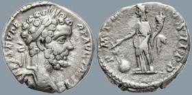Septimius Severus (193-211 AD). Laodicea ad Mare
AR Denarius (17.8mm 3.23g)
Obv: Head of Septimius Severus, laureate, right.
Rev: Fortuna, draped, ...