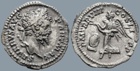 Septimius Severus (193-211 AD). Rome
AR Denarius (18.5mm 3.44g)
Obv: SEVERVS AVG PART MAX Laureate head of Septimius Severus to right.
Rev: P M TR ...