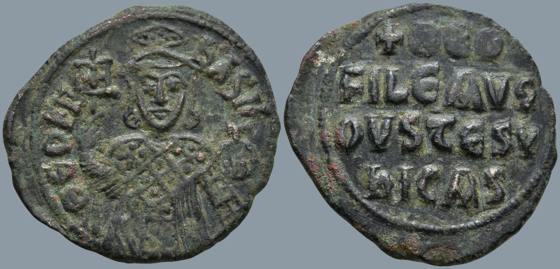 Theophilus (829-842 AD). Constantinople
AE Follis (29.1mm 7.74g)
Obv: ΘEOFIL B...