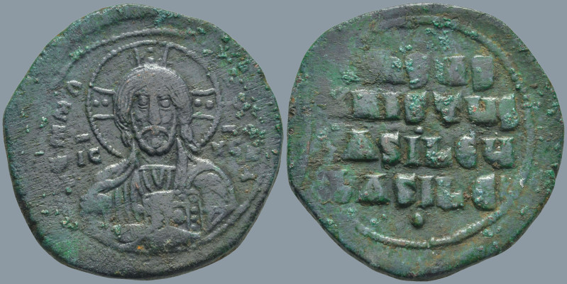 Anonymous Follis. Time of Basil II with Constantine VIII (976-1025.AD). Constant...