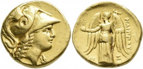 Makedonien - Könige: Philipp III. Arrchidaios 323-317 v.Chr: GOLD Stater, ”Arados”? 323-316 v. C., Vs: Athenakopf mit korinthischem Helm, RS: stehende...