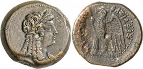 Ägypten - Ptolemäer: Ptolemaios VI. Philometor 180-145 v. Chr.: Bronzemünze,Vs: Isiskopf mit Ährenkranz, Rs: Adler, 21,3 g, 34/35 mm, dunkle Patina, w...