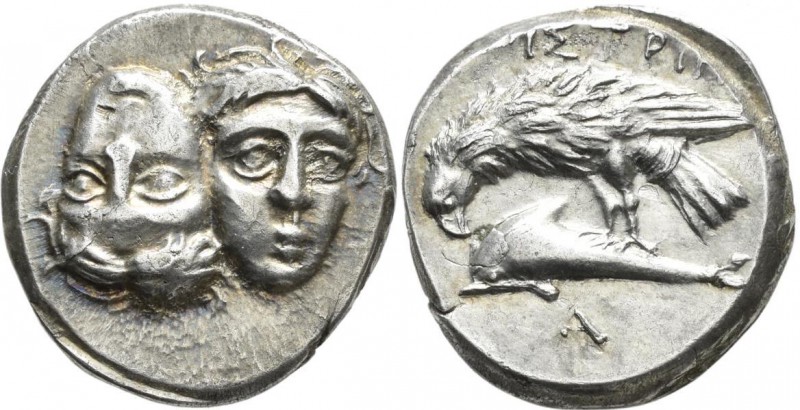 Griechische Münzen: Istros: AR-Drachme, 4. Jhd. v. Chr., Av: 2 Jünglingsköpfe, R...