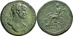 Hadrian (117 - 138): Hadrian 117-138: Sesterz 118, Rom, Av: IMP CAESAR TRAIANUS HADRIANVS AVG, Büste des Hadrianus r. mit Lorbeerkranz, über der linke...