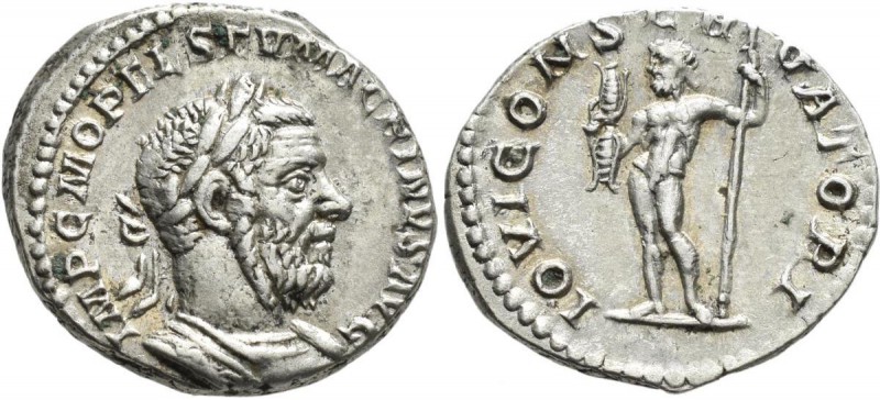 Macrinus (217 - 218): Macrinus 217-218: AR Denar, Rom, Av: IMP C M OPEL SEV MACR...