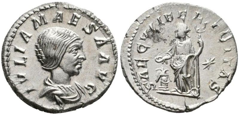 Iulia Maesa, Großmutter des Elagabal (+ 226 n.Chr.): Denar, drapierte Büste n.r....