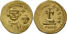 Heraclius (608 - 610 - 641): Heraclius 610-641: Gold-Solidus, Constantinopel, 4,42 g, Sommer 11.6, Sear 734, MIB 8a, sehr schön.
 [taxed under margin...