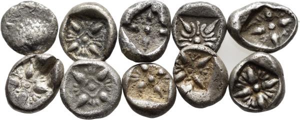 Antike: Griechenland/Ionen-Milet, Lot 10 Stück - 1/12 Stater, ca. 520 v. Chr., s...