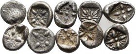 Antike: Griechenland/Ionen-Milet, Lot 10 Stück - 1/12 Stater, ca. 520 v. Chr., sehr schön, sehr schön-vorzüglich.
 [taxed under margin system]