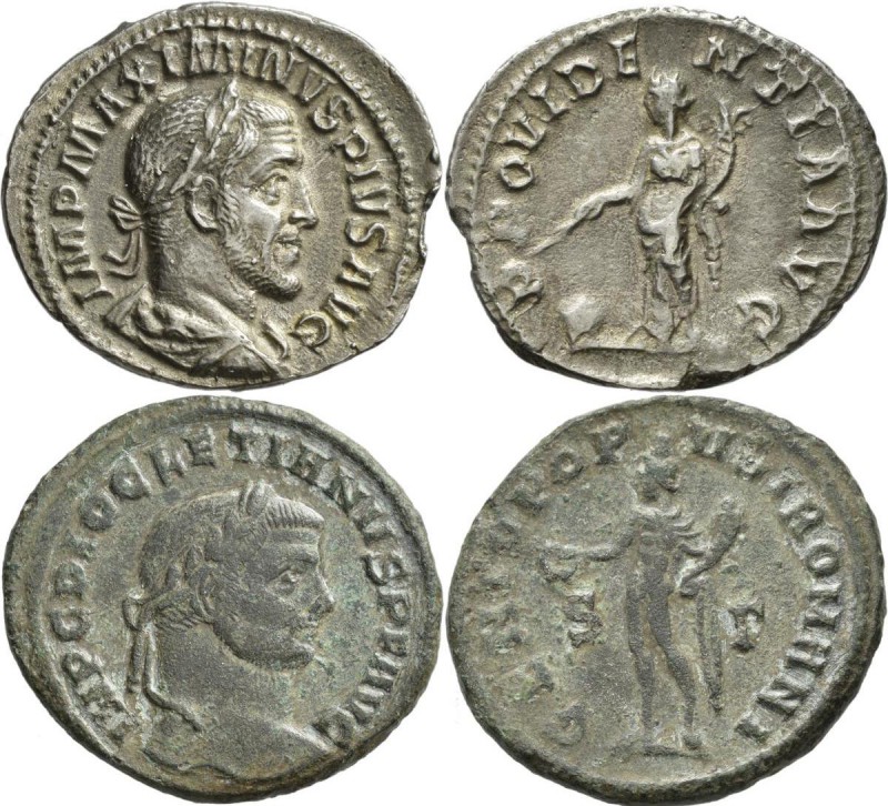 Antike: Römische Kaiserzeit: Lot 16 Stück, Antoniniane, Denare und Follis, u. a....