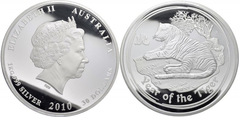 Australien: Elizabeth II. 1952-,: 30 Dollars 2010 P, Year of the Tiger (Lunar II...