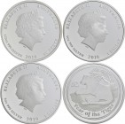 Australien: Elizabeth II. 1952-,: 3-Münzen-Set 2010, Year of the Tiger (Lunar II.): 2 OZ / 1 OZ / ½ OZ 999/1000 Silber, KM# 1320 / 1317 / 1370. In Ori...