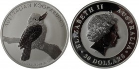 Australien: Elizabeth II. 1952-,: 30 Dollars 2010 P, Silber Kookaburra, 1 kilo 999/1000 Silber, KM# 1361. In Original Kapsel, stempelglanz.
 [taxed u...