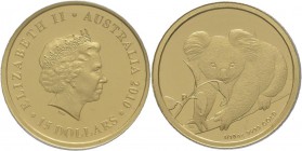 Australien: Elizabeth II. 1952-,: Lot 2 Goldmünzen: 15 Dollars 2010 P Koala, 1/10 OZ (3,11g), 999/1000 Gold. Beide Münzen sind in PCGS Holder gegraded...