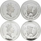 Australien: Lot 2 Münzen: Kookaburra 2 OZ + 10 OZ Proof 999/1000 Silber. Je gekapselt, in original Etui, mit Zertifikat. Sehr geringe Auflage (5.000 u...