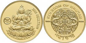 Bhutan: 2000 Ngultrum 1996, Budha auf Lotusblüte. KM# 158, Friedberg 20. 6,22 g, 999,99/1000 Gold, die feinste Goldmünze der Welt. Auflage max. 5.000 ...