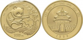 China - Volksrepublik: 100 Yuan 1994, Gold 999, 1 oz, original verschweißt, Prägefrisch.
 [plus 0 % VAT]