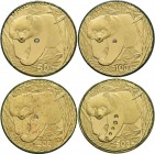 China - Volksrepublik: Panda Diamond Set: 4-Münzen Set Goldpanda 2002: 1/10 OZ + 1/4 OZ + 1/2 OZ + 1 OZ Goldpanda 2002 zum Jubiläum 20 Jahre Panda (19...