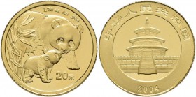 China - Volksrepublik: 20 Yuan 2004, Goldpanda, KM# 1529, Friedberg B18. 1,56 g (1/20 OZ), 999/1000 Gold, in Kapsel.
 [plus 0 % VAT]