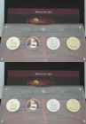 Gabun: Prestige-Set 2013: 4 x 1000 Francs CFA Springbok (Motiv Krügerrand), je 1 OZ 999/1000 Silber, mit 4 verschiedenen Applikationen. Silver Investm...